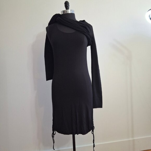 Lamps 2-Layer Bodycon Dress Size M Drawstring Side Ruching Long Sleeves Stretch - Picture 14 of 16